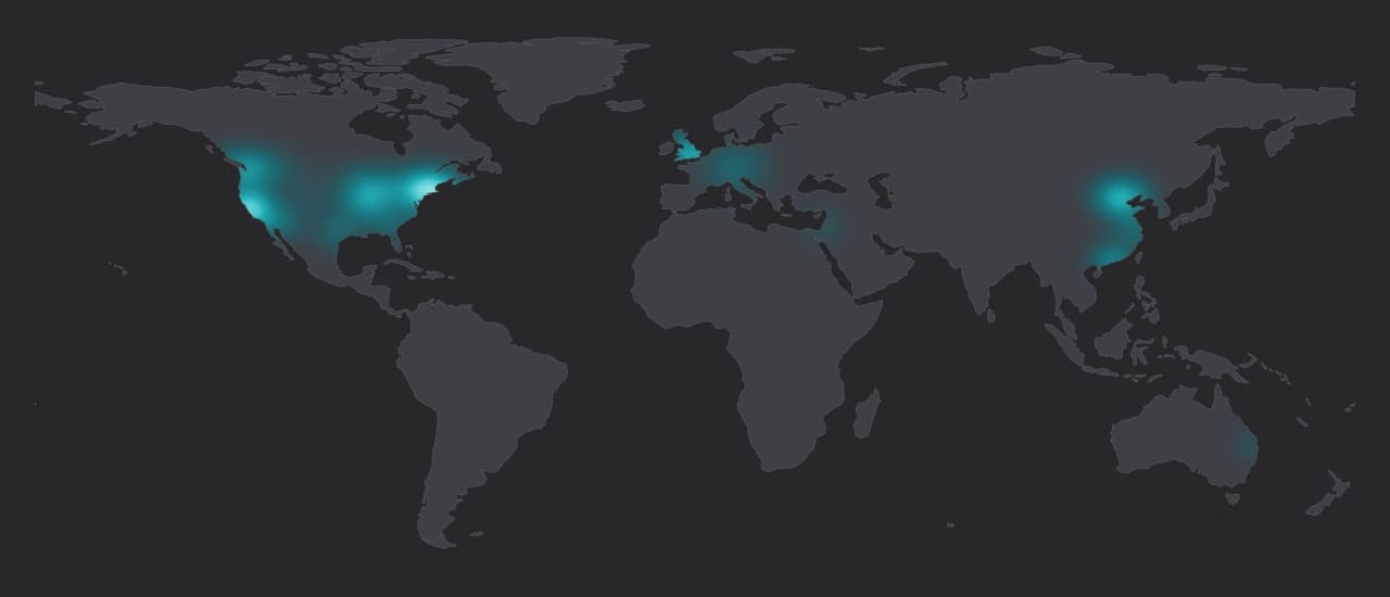 World map showing the geographic density of Terminal-Bench-Science contributors by institutional affiliation